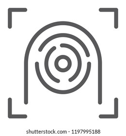 Fingerprint scanner line icon, security and finger, touch id sign, vector graphics, a linear pattern on a white background, eps 10.