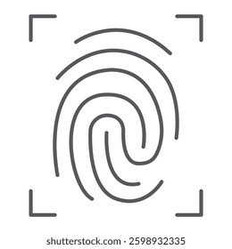Fingerprint scanner line icon, security and identification, fingerprint vector icon, vector graphics, editable stroke outline sign, eps 10.