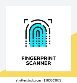 FINGERPRINT SCANNER LINE ICON SET