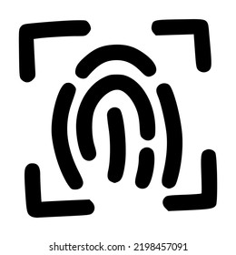fingerprint scanner lineart vector illustration icon design with doodle hand drawn style