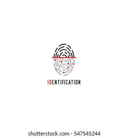 Fingerprint Scanner Logo Mockup, Identification User Id Touch Finger, Authorization Electronic Signature Thumbprint Technology Icon