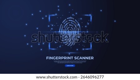 Fingerprint scanner low poly wireframe vector illustration. Biometric authentication Cyber Security technology. good for website, banner and landing page.