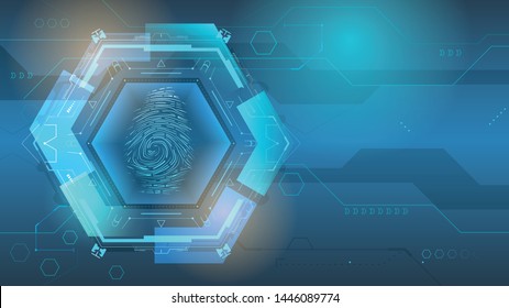 Fingerprint scanner on a futuristic background.Vector illustration.
