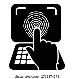 Acceso de seguridad del escáner de huellas digitales. Icono de tecnología de verificación de Identificación biométrica.