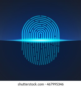 Fingerprint scanner sign blue color designed for your app, ux project.