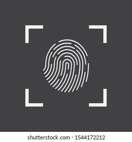 Fingerprint Scanner simple icon in flat style on gray background,vector illustration
