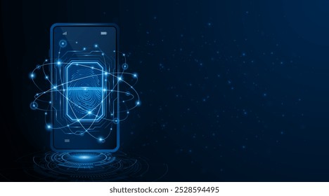 Escáner de huellas dactilares para la seguridad del teléfono inteligente y la protección y privacidad de datos cibernéticos	