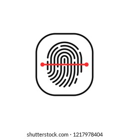 fingerprint scanner thin line button. flat linear trend modern simple logotype graphic design isolated on white background. concept of individuality key fingertip like computer or phone unlock for pay