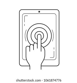 Fingerprint scanner vector line icon isolated on white background. Fingerprint scanner line icon for infographic, website or app.