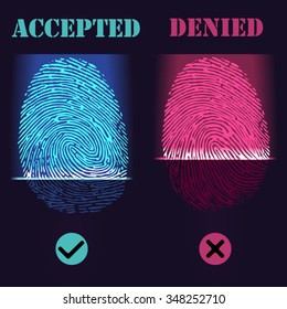 Fingerprint scanner,identification system.Vector.