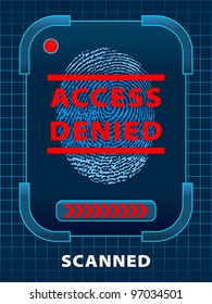 Finger-print scanning. Access Denied. EPS 10, RGB