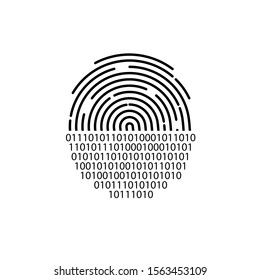 Fingerprint scanning and binary code. Digital security authentication concept. Biometric authorization. Identification. id