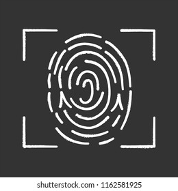 Fingerprint scanning chalk icon. Touch id. Biometric identification.  Fingerprint recognition. Isolated vector chalkboard illustrations