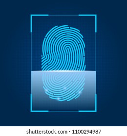 Fingerprint scanning. Concept of security, digital password and biometric authorization with finger-print. Vector illustration.