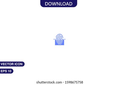 Fingerprint scanning in half view icon in trendy flat style isolated on white background vector illustration
