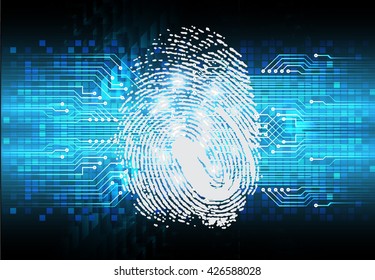 fingerprint. Finger-print scanning. Hand print. Closed Padlock on digital background, Background conceptual image of digital. Cyber security concept,digital,Cyber Technology.vector.scan virus computer