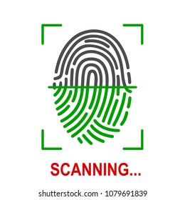 Icono de digitalización de huellas digitales para aplicaciones con desbloqueo de seguridad - vector de existencias