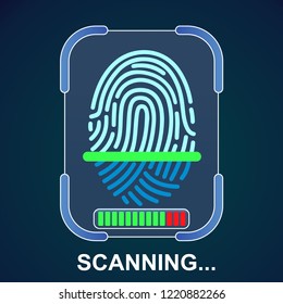 Fingerprint scanning icon for apps with security unlock – vector