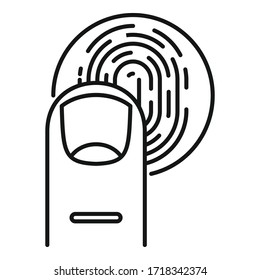 Icono de digitalización de huellas digitales. Icono de vector de exploración de huellas digitales de esquema para diseño web aislado en fondo blanco