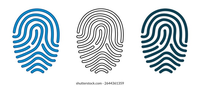 Fingerprint scanning icon set in different style – vector
