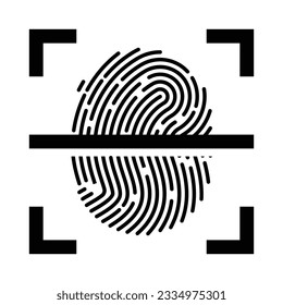 Icono de digitalización de huellas digitales, gráficos vectoriales