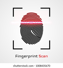 Finger-print Scanning Identification System. Biometric Authorization and Business Security Concept. Vector illustration.