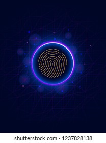 Fingerprint Scanning Identification System. Biometric Authorization and Business Security Concept. Scanning Identification System. Abstract digital conceptual technology security background with lock.