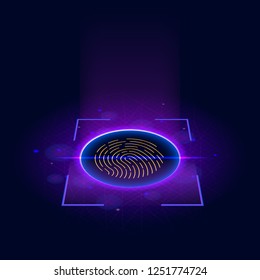 Fingerprint Scanning Identification System. Biometric Authorization and Business Security Concept. Scanning Identification System. Abstract digital conceptual technology security isometric background 