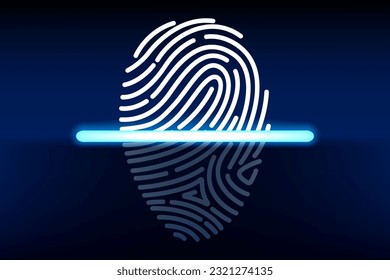 Fingerprint Scanning Identification System, Biometric Authorization, Vector Illustration