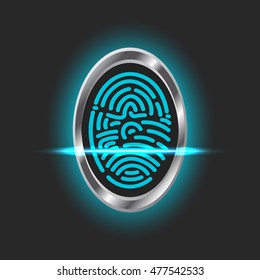 Finger-print Scanning Identification System. Biometric Authorization and Business Security Concept. Vector Illustration