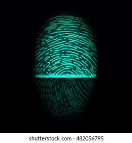 Finger-print Scanning Identification System. Biometric Authorization and Business Security Concept. Vector illustration.