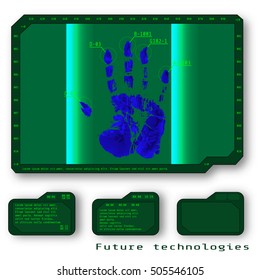 Finger-print Scanning Identification System. Biometric Authorization and Business Security Concept. Vector illustration.