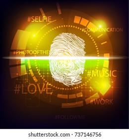 Finger-print Scanning Identification System. Biometric Authorization and Business Security Concept. Vector illustration.