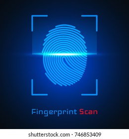 Finger-print Scanning Identification System. Biometric Authorization and Business Security Concept. Vector illustration.