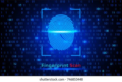 Finger-print Scanning Identification System. Biometric Authorization and Business Security Concept. Vector illustration.