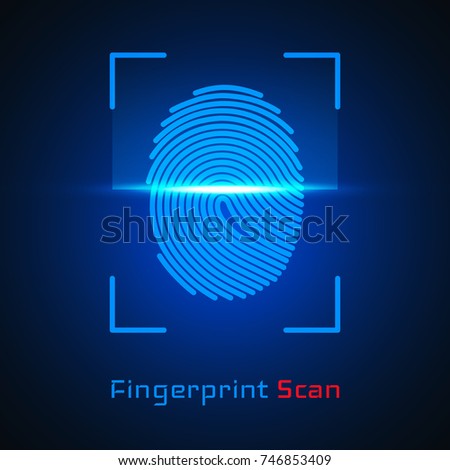 Finger-print Scanning Identification System. Biometric Authorization and Business Security Concept. Vector illustration.