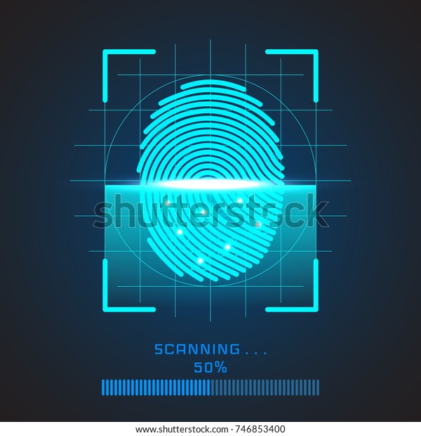 Finger-print Scanning Identification
System. Biometric Authorization and Business Security Concept.
Vector
illustration.