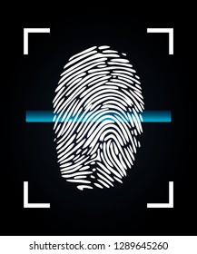 Finger-print Scanning Identification System. Laser scanning of fingerprint