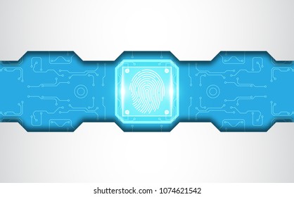 Fingerprint Scanning Identification System unlock. Biometric Authorization and Business Security Concept. Vector illustration background