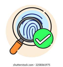 fingerprint scanning. identity verification. user authorization. security system concept. a magnifying glass with a fingerprint.  vector illustration.