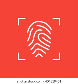 Icono de línea de digitalización de huellas digitales.