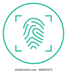 Icono de línea de digitalización de huellas digitales.