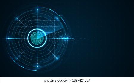 Fingerprint scanning on circuit board abstract security system concept with fingerprint. cyber security concept. vector illustration design.