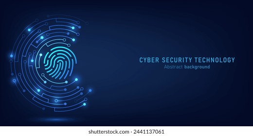 Fingerprint scanning on circuit board. secure system concept with a fingerprint. Cyber security technology concept abstract background futuristic Hi-tech style. Vector and Illustration. 