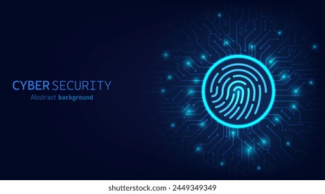 Fingerprint scanning on circuit board. secure system concept with a fingerprint. Cyber security technology concept abstract background futuristic Hi-tech style. Vector and Illustration.