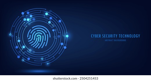 Fingerprint scanning on circuit board. secure system concept with a fingerprint. Cyber security technology concept abstract background futuristic Hi-tech style. Vector and Illustration.