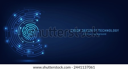 Fingerprint scanning on circuit board. secure system concept with a fingerprint. Cyber security technology concept abstract background futuristic Hi-tech style. Vector and Illustration. 