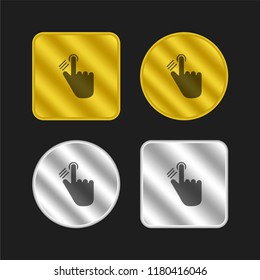 Fingerprint scanning process gold and silver metallic coin logo icon design