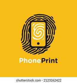 Fingerabdruck-Prozesssymbole. Fingerabdruck-Erkennungszeichen. Vektorgrafik auf gelbem Hintergrund