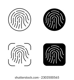 Fingerprint scanning process icons. Id icon. Touch detection symbols. Vector illustration on white background.